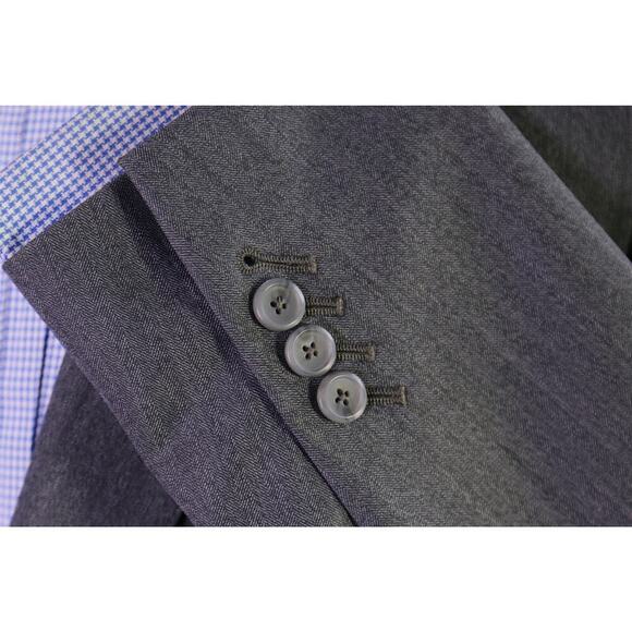Custom Made Gray Herringbone 2-Btn Blazer Jacket 42R - Picture 7 of 10